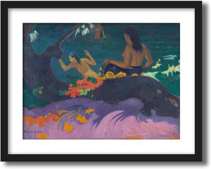 ArtCentral Fatata te Miti (By the Sea), 1892 Painting By Paul Gauguin (Without Glass) Black Frame With Border Art Print Digital Reprint 19 inch x 15 inch Painting