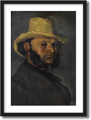 ArtCentral Portrait of Gustave Boyer in a Straw Hat, 1870-71 Painting By Paul Cezanne (Without Glass) Black Frame With Border Art Print Digital Reprint 21 inch x 15 inch Painting