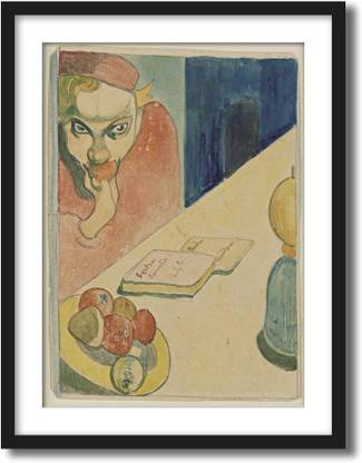 ArtCentral Portrait of Jacob Meyer de Haan, 1889 02 Painting By Paul Gauguin (Without Glass) Black Frame With Border Art Print Digital Reprint 19 inch x 15 inch Painting