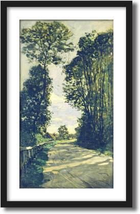 ArtCentral Road to the Saint-Simeon Farm, 1864 Painting By Claude Monet (Without Glass) Black Frame With Border Art Print Digital Reprint 21 inch x 15 inch Painting