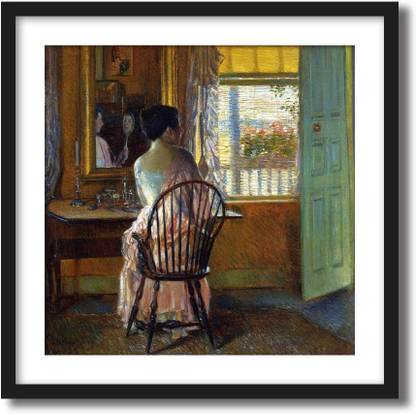 ArtCentral Morning Light, 1914 Painting By Frederick Childe Hassam (Without Glass) Black Frame With Border Art Print Digital Reprint 18 inch x 18 inch Painting