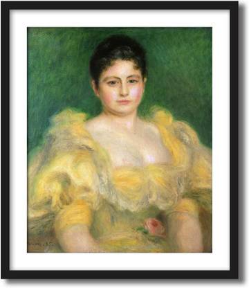 ArtCentral Portrait of Madame Stephen Pichon, 1895 Painting By Pierre Auguste Renoir (Without Glass) Black Frame With Border Art Print Digital Reprint 19 inch x 15 inch Painting