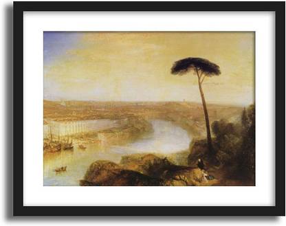 ArtCentral Rome, from Mount Aventine, 1836 Painting By JMW Turner (Without Glass) Black Frame With Border Art Print Digital Reprint 19 inch x 15 inch Painting