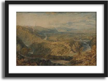 ArtCentral Crook of Lune, Looking towards Hornby Castle, 1816-18 Painting By JMW Turner (Without Glass) Black Frame With Border Art Print Digital Reprint 21 inch x 15 inch Painting