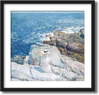 ArtCentral The South Ledges, Appledore, 1913 Painting By Frederick Childe Hassam (Without Glass) Black Frame With Border Art Print Digital Reprint 18 inch x 18 inch Painting