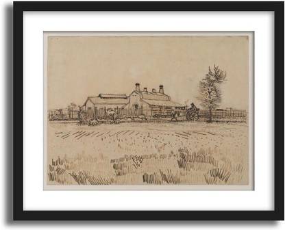 ArtCentral A Tile Factory, 1888 By Vincent Van Gogh (Without Glass) Black Frame With Border Art Print Digital Reprint 15 inch x 19 inch Painting