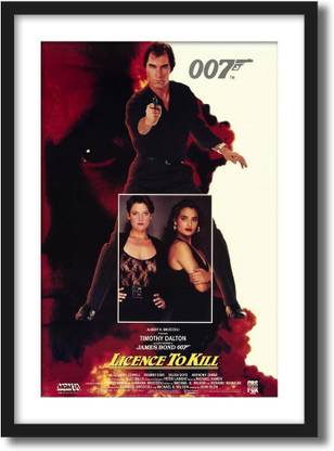 ArtCentral Licence to Kill (1989) James Bond Movie Poster (Without Glass) Black Frame With Border Art Print Digital Reprint 21 inch x 15 inch Painting