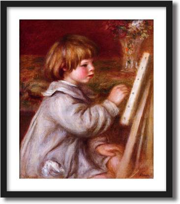 ArtCentral Portrait of Claude Renoir Painting , 1907 Painting By Pierre Auguste Renoir (Without Glass) Black Frame With Border Art Print Digital Reprint 19 inch x 15 inch Painting