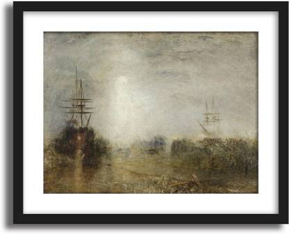 ArtCentral Whalers (Boiling Blubber) Entangled in Flaw Ice, Endeavouring to Extricate Themselves, 1846 Painting By JMW Turner (Without Glass) Black Frame With Border Art Print Digital Reprint 19 inch x 15 inch Painting