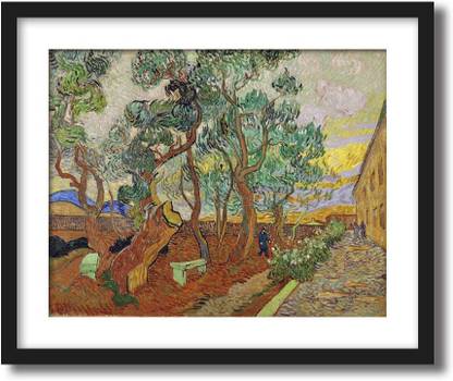 ArtCentral The Garden of the Asylum in Saint-Remy, 1889 Painting By Vincent Van Gogh (Without Glass) Black Frame With Border Art Print Digital Reprint 19 inch x 15 inch Painting