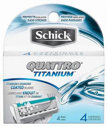 Schick Quattro Titanium Razor Blade Refills for Men - 4 Count (Pack of 1) Imported Mens Razor Blades