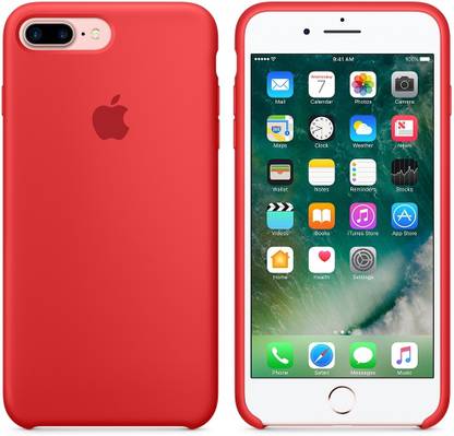 Midkart Back Cover for iPhone 7 Plus / 8 Plus Red Soft Liquid Silicone Case with Soft Microfiber Lining