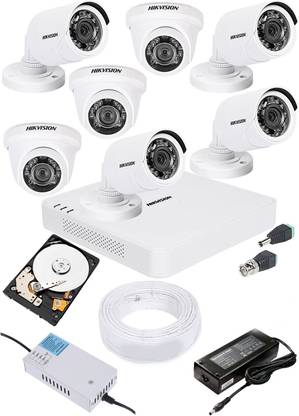 HIKVISION HIKVISION DS-7A08HGHI-F1/N OR DS-7A08HGHI-F1/ECO 8CH 720P RESOLUTION DVR 1PCS,DS-2CE1ACOT-IRP OR DS-2CE1ACOT-IRP/ECO BULLET CAMERA 4PCS,DS-2CE5ACOT-IRP OR DS-2CE5ACOT-IRP/ECO DOME CAMERA 03NOS, 1TB SATA HARD DISK,90METER CABLE 1 BUNDLE,DC,BNC,SMPS 01NO COMBO KIT. Security Camera