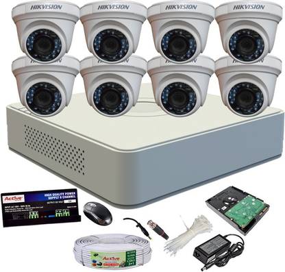 HIKVISION HIKVISION DS-7A08HGHI-F1/N OR DS-7A08HGHI-F1/ECO 1PCS DS-2CE5ACOT-IRP OR DS-2CE5ACOT-IRP/ECO DOME CAMERA 8PCS 90 METAR CABLE 1TB HDD COMBO KIT Security Camera