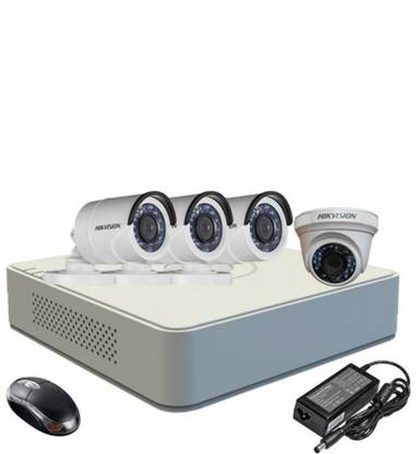 HIKVISION HIKVISION DS-7A04HGHI-F1/N OR DS-7A04HGHI-F1/ECO 4CH DVR 01 NO,DS-2CE5ACOT-IRP OR DS-2CE5ACOT-IRP/ECO DOME CAMERA 01 NO, AND DS-2CE1ACOT-IRP OR DS-2CE1ACOT-IRP/ECO BULLET CAMERA 3NOS 720P RESOLUTIOON. Security Camera