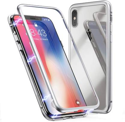 js cool Front & Back Case for Magnetic Adsorption Case Metal Frame Tempered Glass Back with Built in Magnet Cover For iPhone X