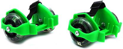 Buddyspal Heel Wheel Roller Skates with Lightning Wheels & Adjustable Shoe Strap Green Quad Roller Skates - Size 2.5 - 15 UK