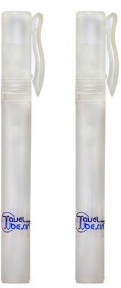 TRAVELTUBES 10 ml empty clip type spray bottles Mini size, translucent body, refillable & portable, leakproof and high quality design for multi purpose use with 1 set of 18 sticker labels 10 ml Plastic Bottle