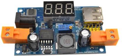 KitsGuru LM2596 DC Adjustable Step-Down Power Module + LED Voltmeter + USB port Voltmeter
