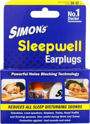 Simon's Sleepwell Earplug COMBI PACK- 3 Foam + 1 Silicon Earplug + Free carry case Ear Plug