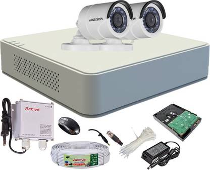 HIKVISION HIKVISION DVR DS-7A04HGHI-F1/N OR DS-7A04HGHI-F1/ECO 1PCS BULLET CAMERA DS-2CE1ACOT-IRP OR DS-2CE1ACOT -IRP/ECO 02 PCS AND 90META CABLE 1TB SATA HDD COMBO KIT Security Camera