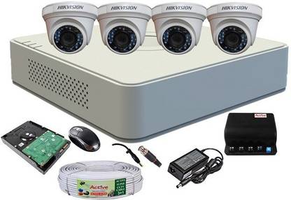 HIKVISION HIKVISION DVR DS-7A04HGHI-F1/N OR DS-7A04HGHI-F1/ECO 1PCS AND DOME CAMERA DS-2CE5ACOT-IRP OR DS-2CE5ACOT -IRP/ECO 04PCS 90METARCABLE &1TB SATA HDD COMBO KIT Security Camera