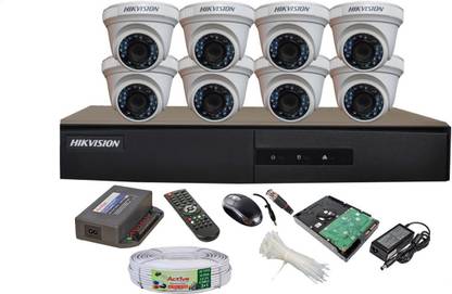 HIKVISION HIKVISION DVR DS-7A08HGHI-F1/N OR DS-7A08HGHI-F1/ECO 1PCS AND DOME CAMERA DS-2CE5ACOT-IRP OR DS-2CE5ACOT-IRP/ECO 08PCS & 90 METAR TCABLE 1TB HDD COMBO KI Security Camera