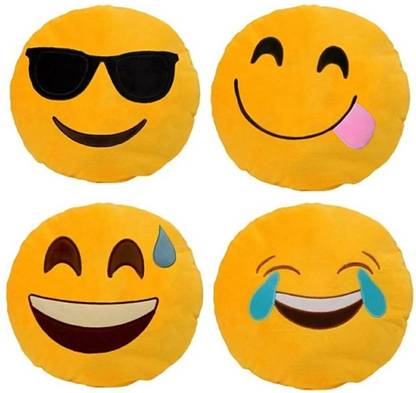 Young Man Microfibre Decorative Cushion Pack of 4 Kids Smile Emoji Pillow