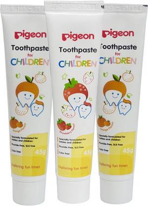 Pigeon Children Toothpaste Strawberry 45 Gms Combo (1 Pc + Orange 45 Gms 2 Pc) Toothpaste