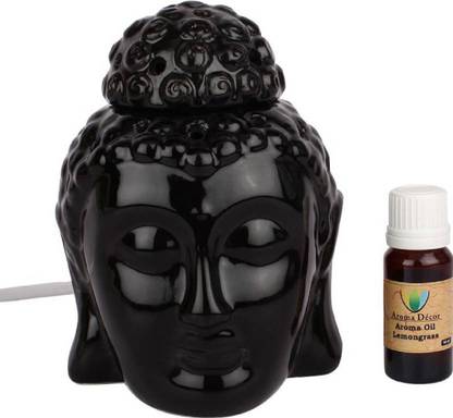ब्राइट शॉप सिरेमिक इलेक्ट्रिक अरोमा काला रंग बुद्ध 10 ml ऑइल डिफ्यूज़र सेट