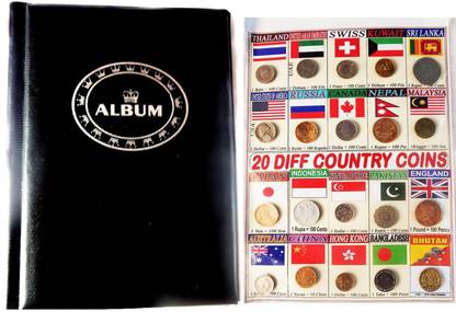 Kids Hobby Coin Album with 20 different World Countries olc Coins Collection Coin Bank