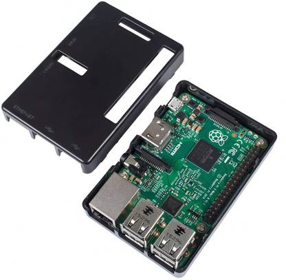 EVERYCOM Black Enclosure Acrylic Box Case Cover With Heat sinks (1 Big+2 Small) for Raspberry Pi 2 3 model B/ B+ Micro Controller Board Electronic Hobby Kit
