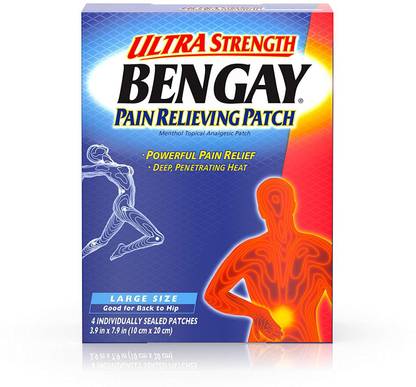 Bengay Ultra Strength, Pain Relieving Patch, Large Size, 4 Count Plaster & Patch
