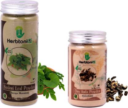 HerbtoniQ 100% Natural Brahmi Leaf Powder (Bacopa Monnieri) And Natural Dry Amla Powder (Gooseberry) For Hair Pack