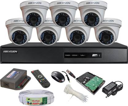 HIKVISION HIKVISION DVR DS-7B08HQHI-K1 OR DS-7204HQHI-K1 1PCS DOME CAMERA DS-2CE5ADOT-IRP OR DS-2CE5ADOT -IRP/ECO 07PCS 90 METAR CABLE 1TB SATA HDD COMBO KIT Security Camera