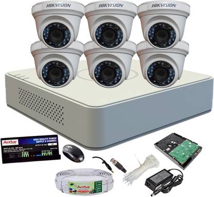 HIKVISION HIKVISION 08 CH DVR DS-7A04HGHI-F1/N OR DS-7A04HGHI-F1/ECO 1PCS AND DOME CAMERA DS-2CE5ACOT-IRP OR DS-2CE5ACOT -IRP/ECO 06PCS 90 METAR CABLE AND 1TB SATA HDD COMBO KIT Security Camera