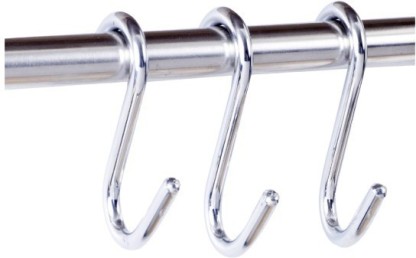 Kitchen and Workspace Organization 12 Inch S-Shaped Hanging Hooks Pack of 5 Stainless Steel Silver Metal