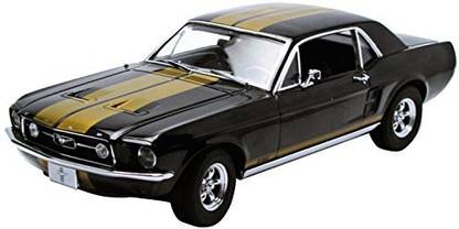 Greenlight 1967 Ford Mustang Coupe Black With Gold Stripes 1/18 By 12897