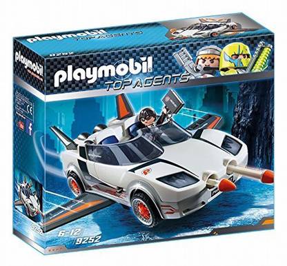 Playmobil 9252 Top Agent P. With Racer Firing Weapons Toy Set