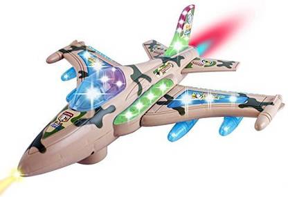 Liberty Imports F16 Military Fighter Jet Bump & Go Action Airplane Toy with Flashing Lights & Sounds