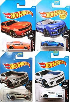 AYB Products Hot Wheels Camaro 50th Anniversary 4-Car Bundle Chevrolet Camaro '16 SS White / Silver Variants Fifty Years 2017 Blue Camaro ZL1