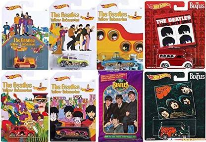 AYB Products Hot Wheels Beatles Exclusive Walmart 5 Car Set + 2 Pop Culture Album Cover Vehicles Dairy Delivery Hard Days Night / Rubber Soul