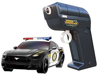 Max Traxxx R/C Tracer Racers High Speed Remote Control 1:64 Scale Officially Licensed Ford Mustang Police Car - Channel A
