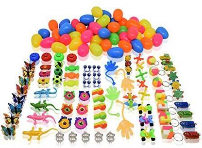 blue ribbon Surprise Egg Toys Filled with 48 Piece Toys, Bright Colorful Pre-filled Plastic Surprise Eggs with Different Kind of Popular Min