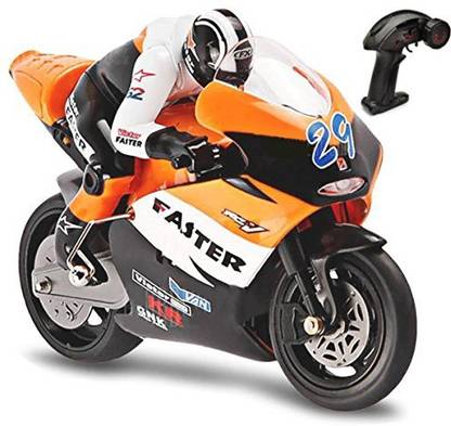Top Race 4 Channel RC Remote Control Motorcycle Goes on 2 Wheels with Built in Gyroscope, 1:10 Scale