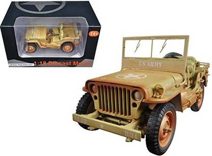 Generic US Army WWII Jeep Vehicle Desert Color Weathered Version 1/18 by American Diorama 77408 A