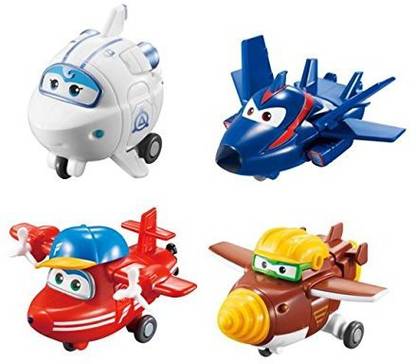 Super Wings Transform-a-Bots 4 Pack | | Flip, Todd, Agent Chase, Astra, | 2" Scale