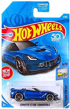 HOT WHEELS 2018 50th Anniversary Factory Fresh Corvette C7 Z06 Convertible 5/365, Blue