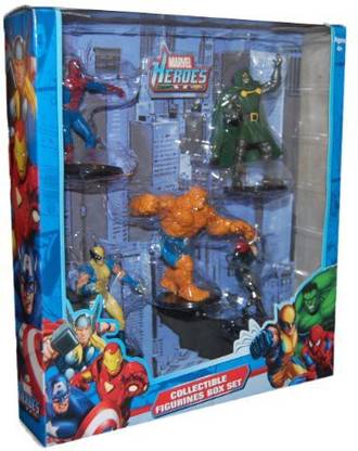 MARVEL Heroes Collectible Figurines Box Set - Includes Spiderman, Thing, Wolvering, Dr Doom, And Black Widow