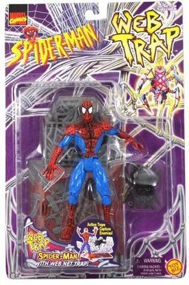 MARVEL Comics Year 1997 Spider-Man Web Trap Series 5-1/2 Inch Tall Action Figure Set Spider-Man With Action Web Net Trap That Capture Enemies